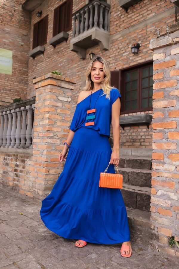 Conjunto Saia Lisa Azul Bic
